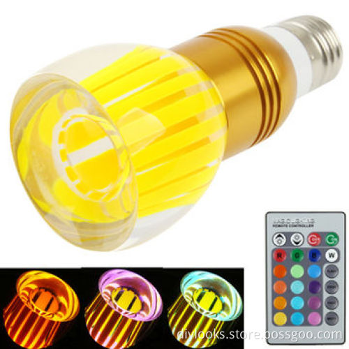 E27 3W Crystal Glass Umbrella RGB LED Light Bulb with Remote Controller